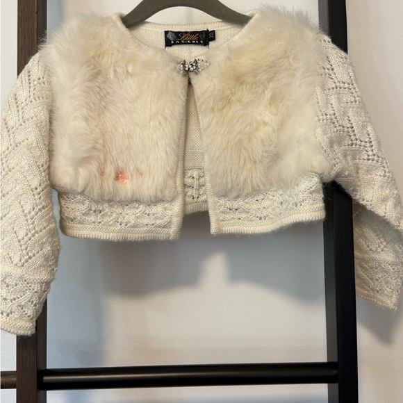 VINTAGE 2 PIECE LACE DRESS AND FUR COAT SZ 4 - Picture 3 of 8